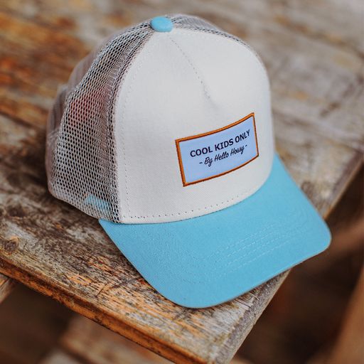 CASQUETTE KIDS HELLO HOSSY - MINI SMOOTH TRUCKER CRÈME BLEU & TAUPE