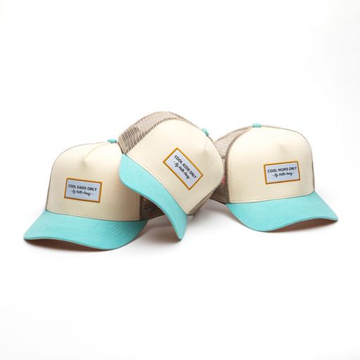 CASQUETTE KIDS HELLO HOSSY - MINI SMOOTH TRUCKER CRÈME BLEU & TAUPE