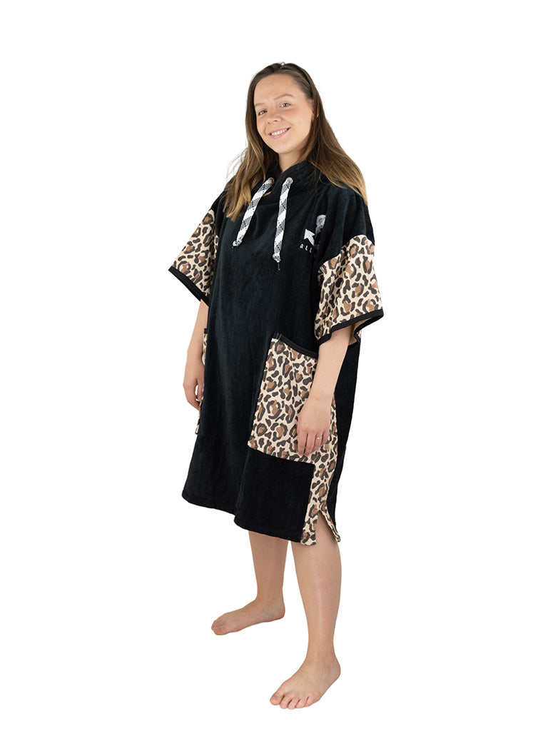 PONCHO EPONGE ALL-IN BLACK LEOPARD