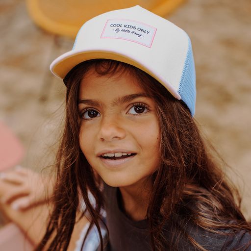 CASQUETTE KIDS HELLO HOSSY - MINI SMOOTH TRUCKER CRÈME BLEU & TAUPE